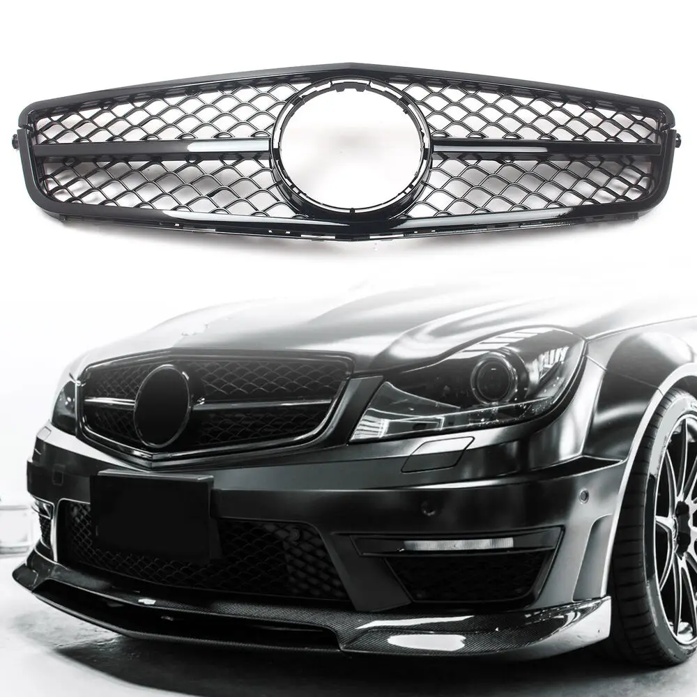 

For Mercedes-Benz C-Class W204 C250 C300 AMG 2007-2014 Grill Grille Gloss Black