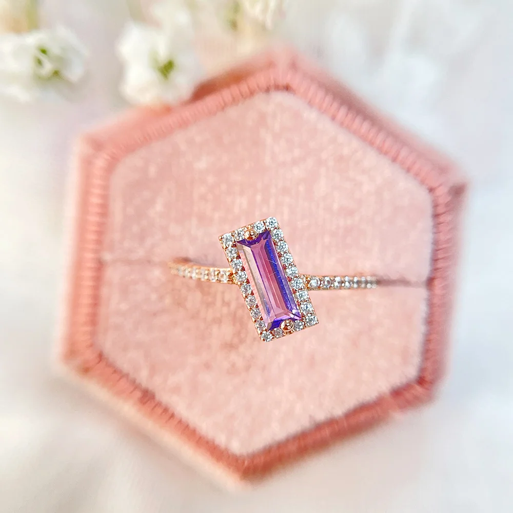 

GZXSJG Natural Amethyst Gemstone Rings for Women Solid 925 Sterling Silver Ring for Wedding Engagement Bride Handmade Jewelry