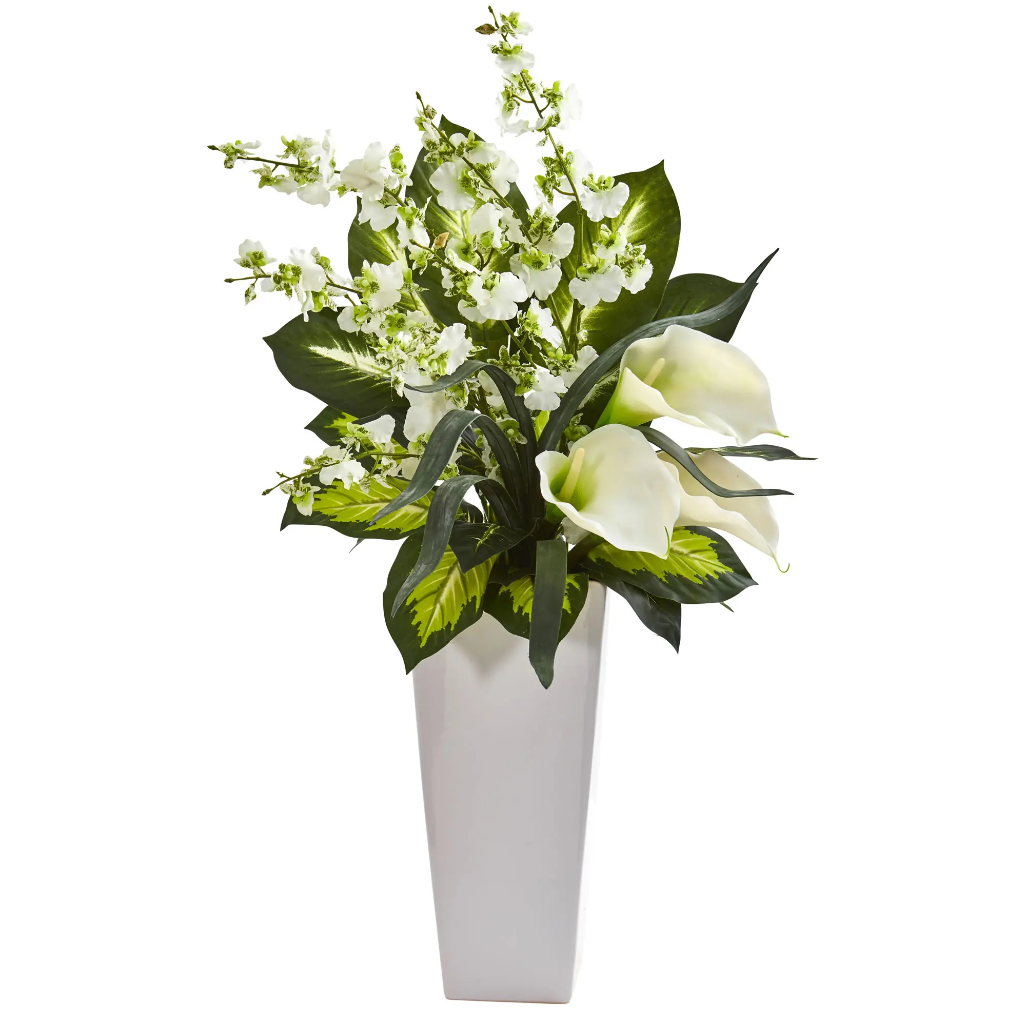 

29-In. Calla Lily & Orchid Artificial Arrangement in White Vase