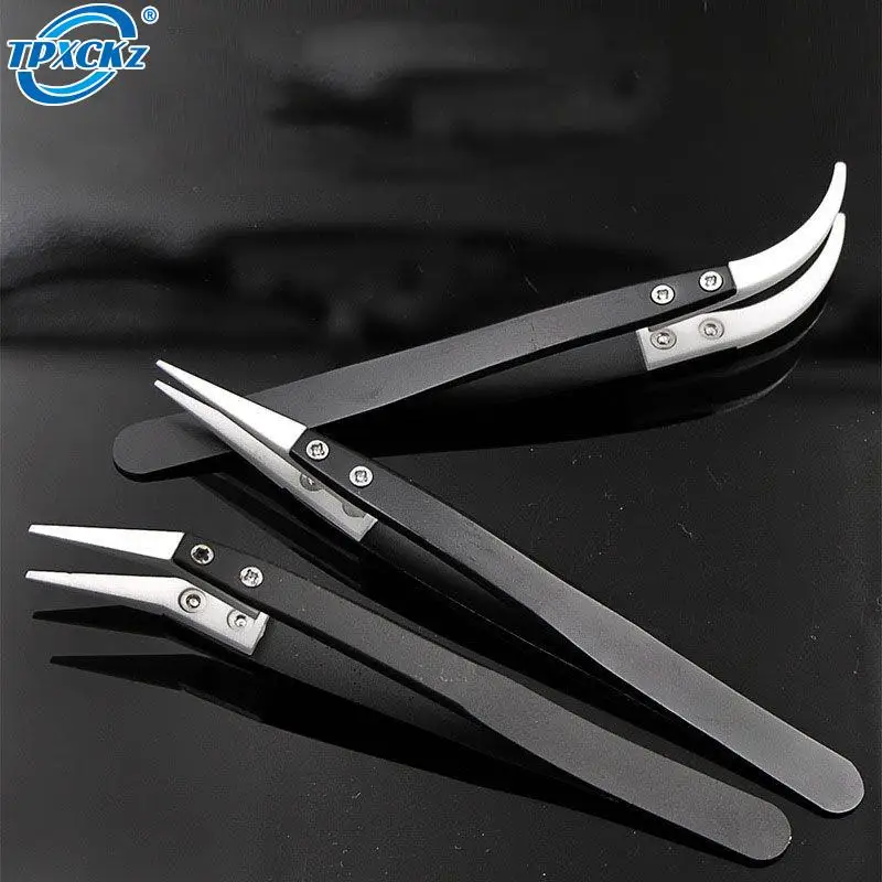 

High-precision Anti-Static Ceramic Tweezers Electronic Cigarette Industrial Ceramic Tweezers Tool with Insulated Pointed