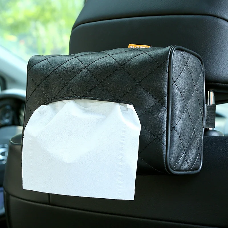 

PU Leather Universal Car Tissue Box Cover Sun Visor Chair Back Hanging Type Car Tissue Box Armrest Box Towel Tissue Storage Case