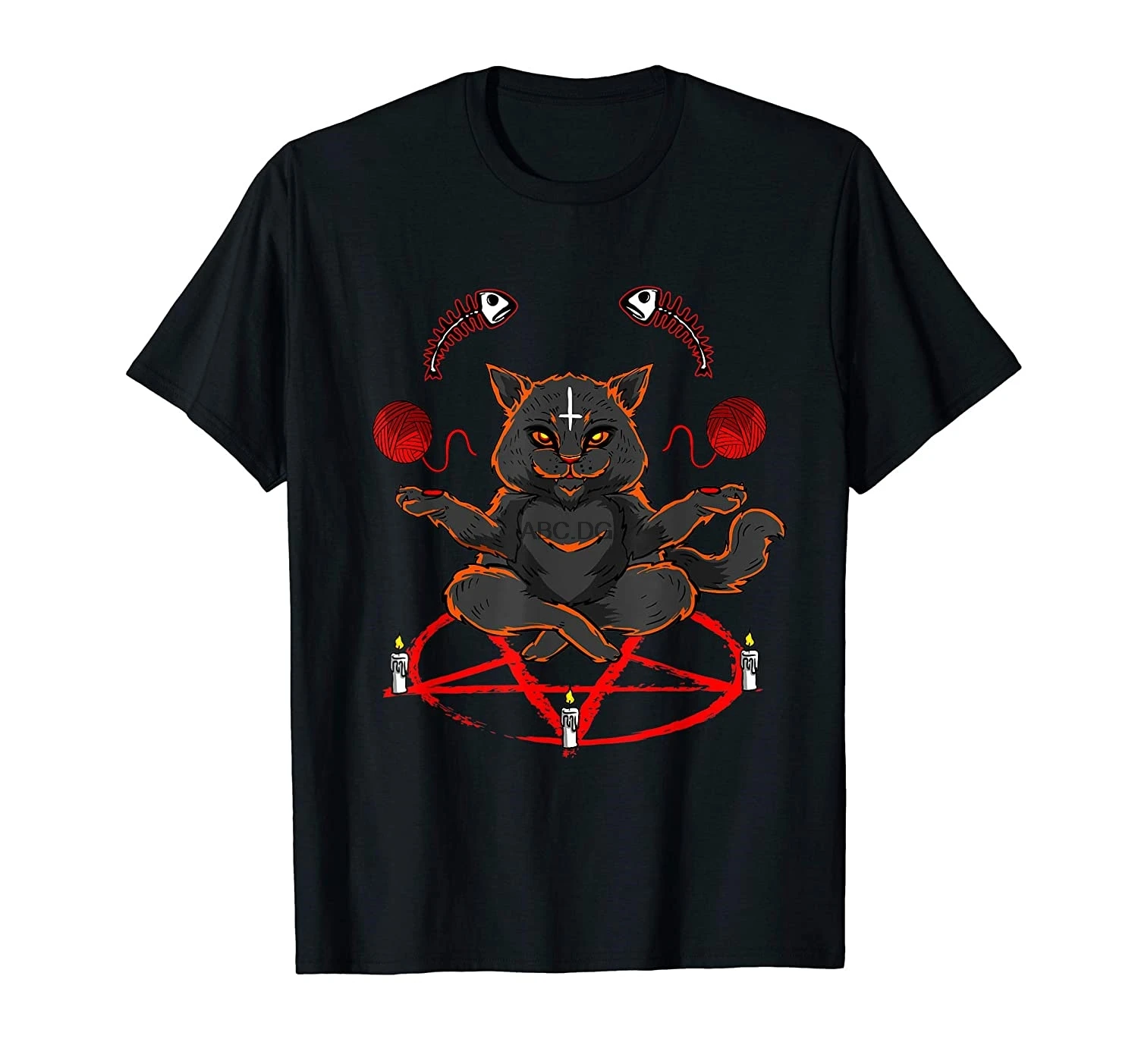 

Evil Yarn Juggling Black Cat Devil Occult Satanic Pentagram T-Shirt