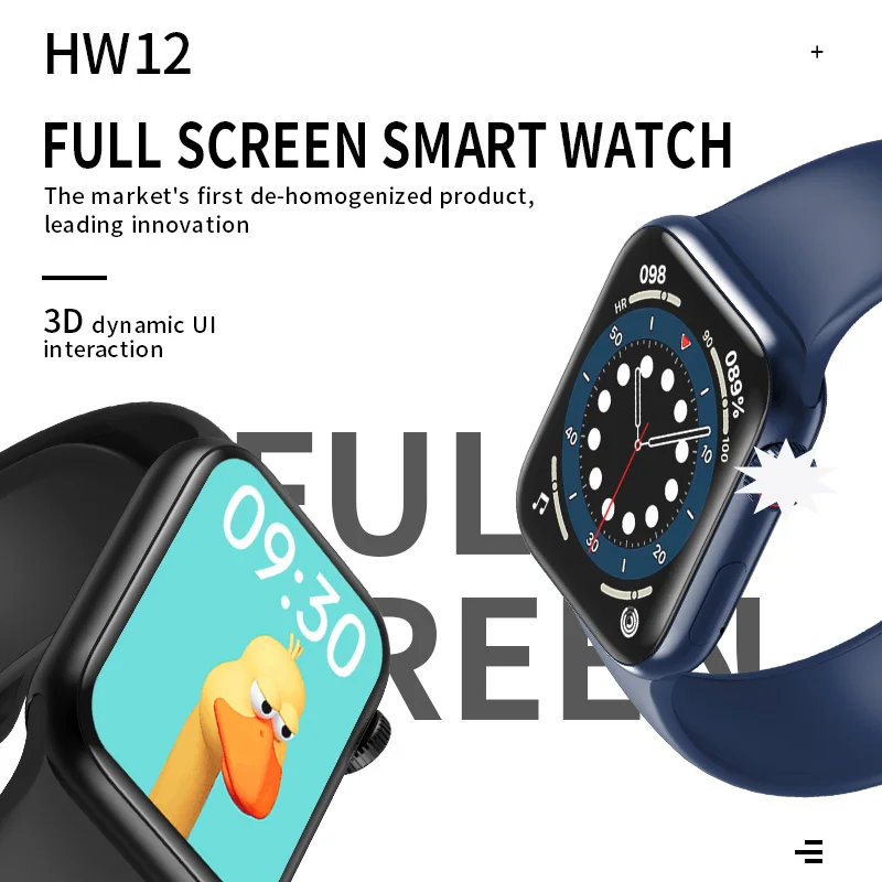 HW12 Full Screen Smart Watch 44MM 40MM Women Men Smartwatch with password Split Screen PK IWO13 W46
