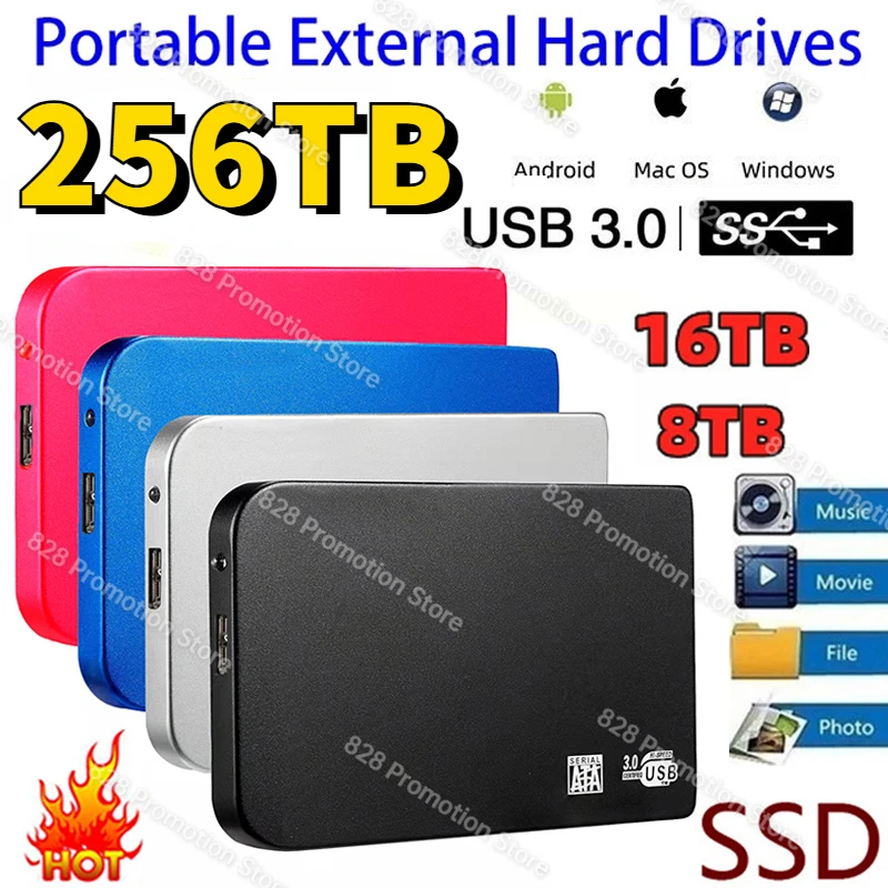 

Portable Original 500GB 2TB 4tb SSD External Solid State Hard Drive 16tb 64tb USB3.0 Interface HDD Mobile Hard Drive for Laptops