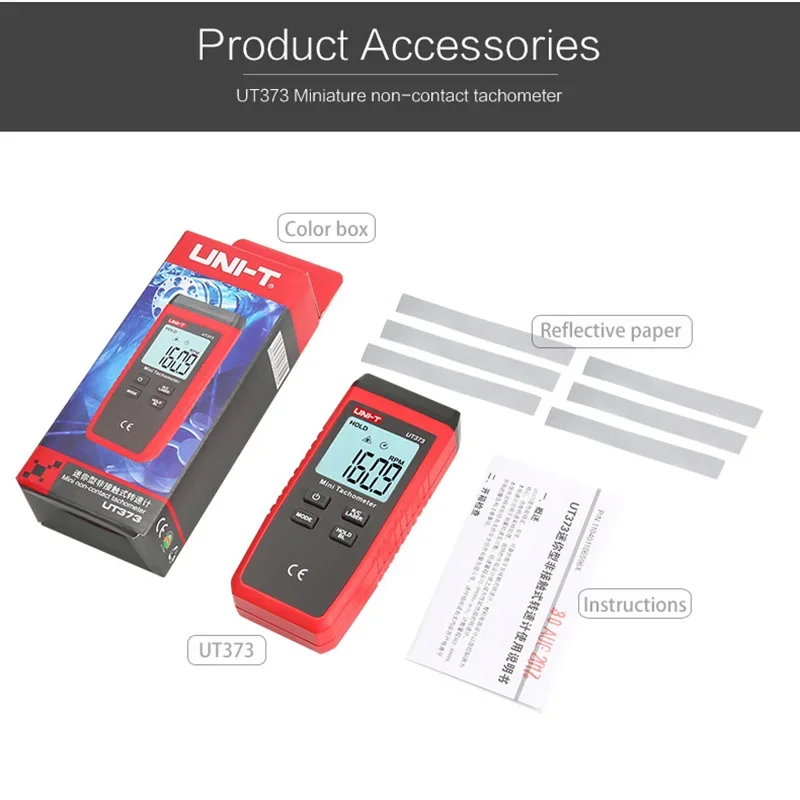 UNI-T Мини-цифровой лазерный тахометр UT373 Бесконтактный Диапазон об/мин 10-99999