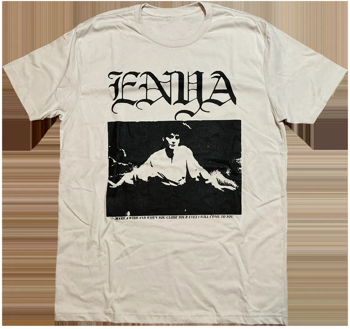 Новинка белая музыкальная футболка Enya хлопок полный размер унисекс фотография