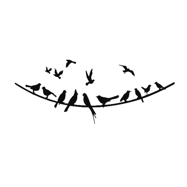 

15.4cm*6.2cm Birds On Wire Animal Motorcycle Car Sticker Vinyl Black/Silver