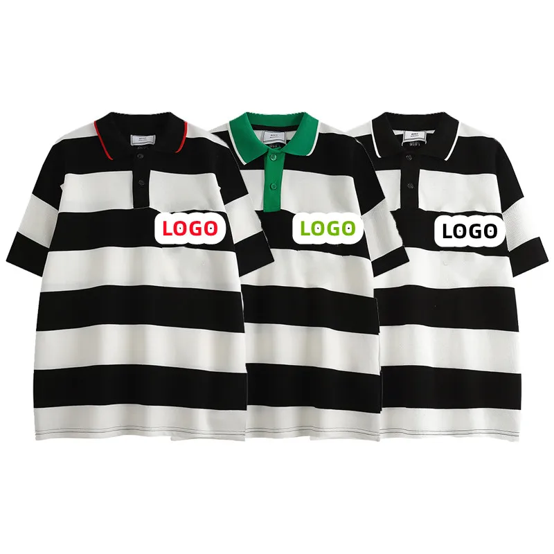 

AMI Alexandre Mattiussi Unisex Mens Womens Couples Casual Trend Fashion Cotton Striped Business Casual POLO Shirts 176