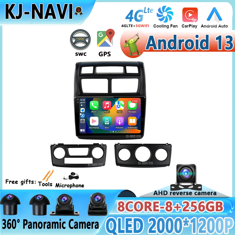 

Автомагнитола на Android 13 для Kia Sportage 2 2004 2005 2006 2007 Android, автомобильный мультимедийный плеер, стерео BT 2din DVD HU