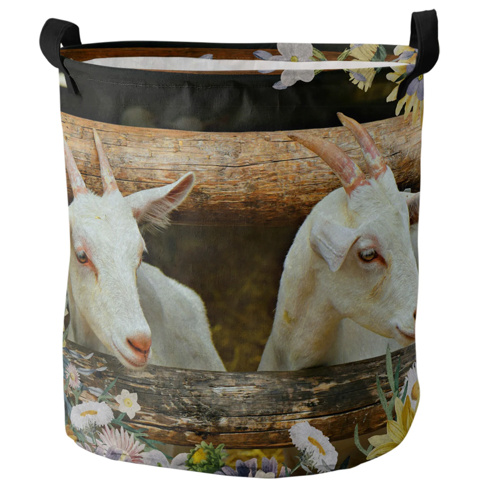 Корзина для грязного белья с подсолнухами складной круглый водонепроницаемый