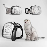 carrier for cat puppy outdoor travel transparent foldable backpack breathable pet transport shoulder bag cage handbag for kitten