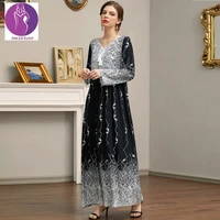2022 women summer dress long sleeve dress fashion print dress casual abaya maxi dress muslim fashion dubai 3xl