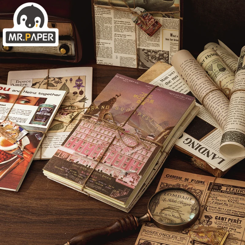 JIUMO 8 Design Momo Material Paper Retro Periodical Room Series Collage Note DIY Tag |