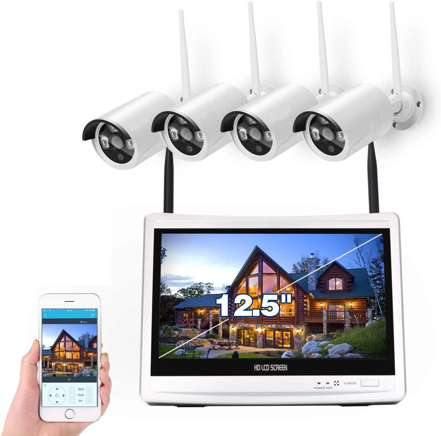 

Наружная беспроводная система камер 3mp p2p 8ch wifi nvr kit 12,5 дюймов hd lcd