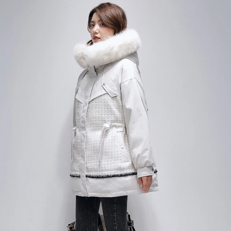 

Women's Fox Coat Fur Collar Puffer Jacket Winter Warm Korean Style Parkas Ladies Casual Outwear Chaquetas De Femme SQ507