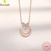 real 925 sterling silver jewelry zircon bowknot pendant necklace women 14k gold plating original design femme luxury accessories