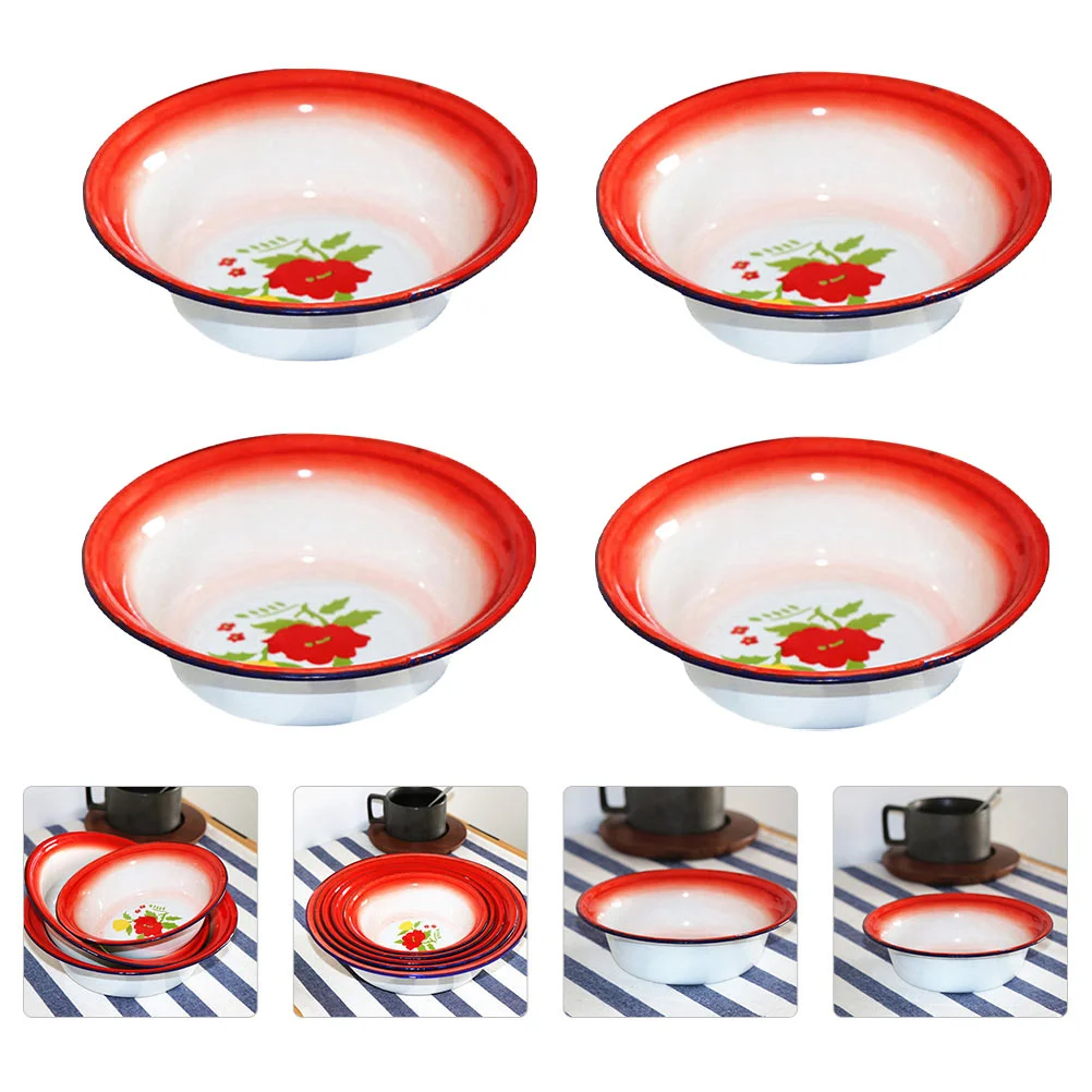 

Basin Bowl Enamel Enamelware Wash Mixing Vintage Bowls Red Blue Metal Ceramic