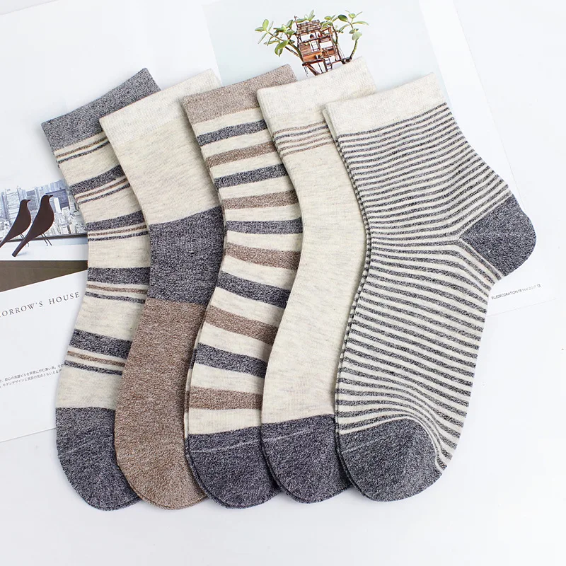 5 Pairs Socks Men Cotton Socks Funny Striped Long Socks Comfortable Student Middle Tube Socks Sports Running Man Socks Wholesale