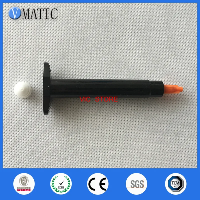 Free Shipping 10 Sets 55cc/ 55ml Black Pneumatic Glue Dispensing Syringe Barrel With Piston Syringe Cap/Stopper & End Cover images - 6