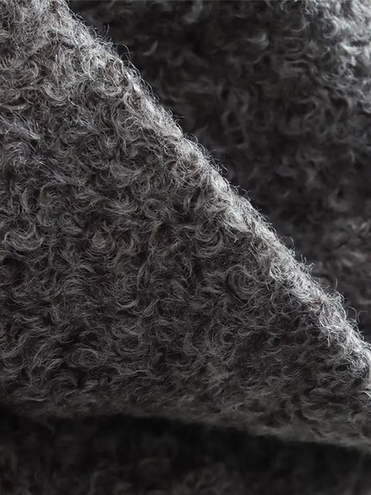 Fashion Bombers Stand Collar Grey Jackets 2023 Spring Button Up Long Sleeve Top Coat Casual Loose Plush Pockets Outwear