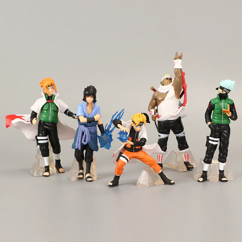 

5Pcs/Set Naruto Anime Shippuden Uchiha Sasuke Hatake Kakashi Namikaze Minato Killer Bee PVC Action Figures Toys Dolls Kid Gift