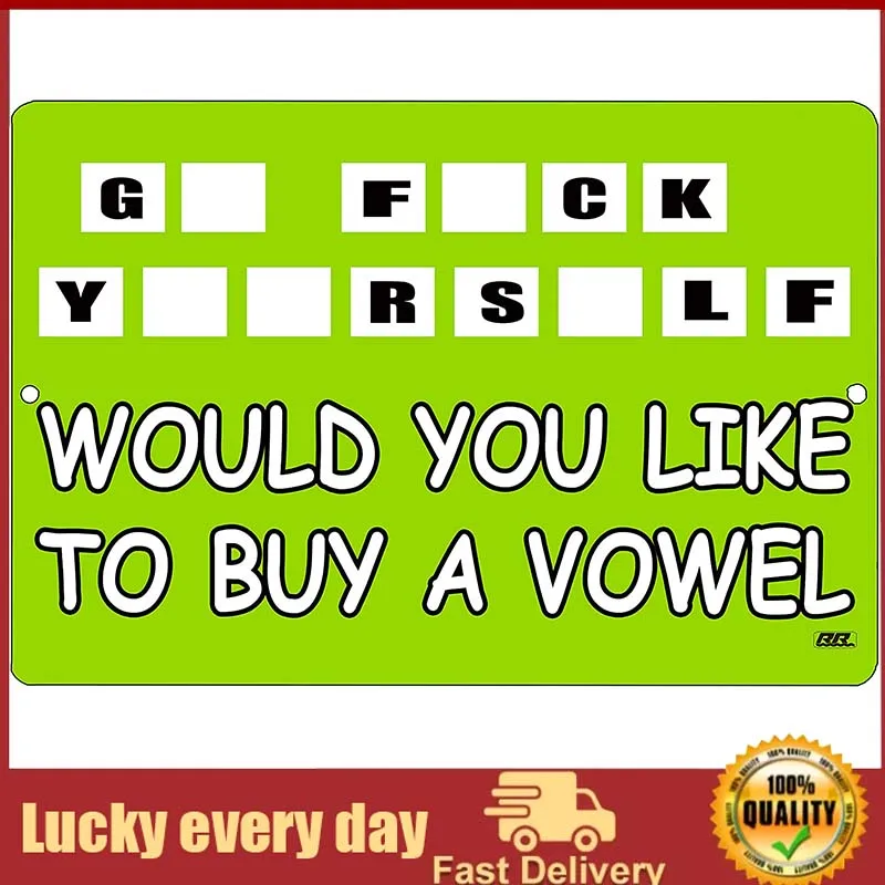 

Rogue River Tactical Funny Sarcastic Work Office Retail Metal Tin Sign Wall Decor Bar Boss Employee Coworker Buy a Vowel