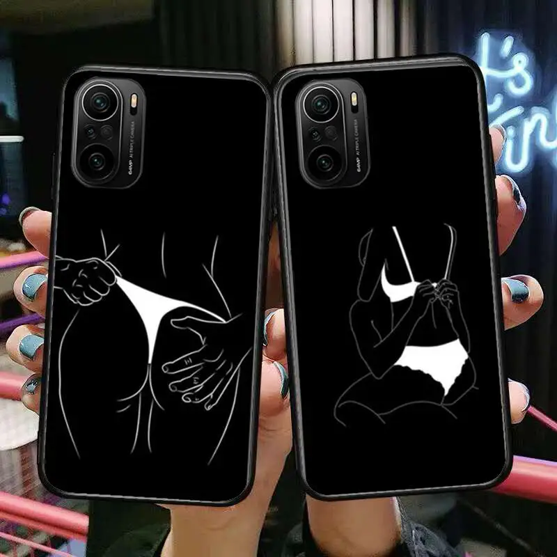 

Minimalist Line Sexy Couple Phone Case For xiaomi redmi POCO F1 F2 F3 X3 Pro M3 9C 10T Lite NFC Black Cover Silicone Back Prett