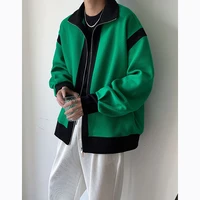 autumn knit jacket mens fashion casual track jacket men korean loose casual blackgreen zipper jacket men outwear m 2xl
