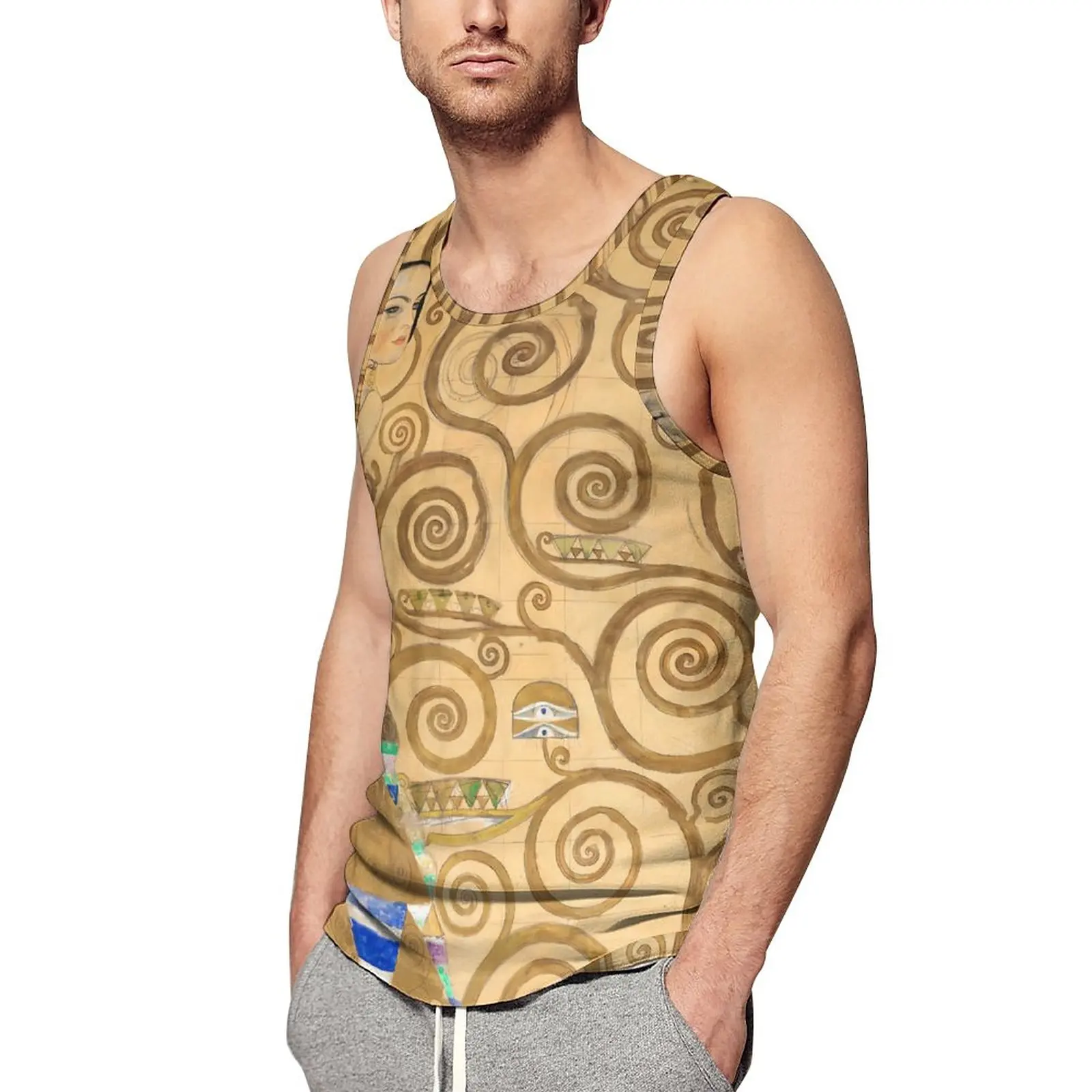 

Gustav Klimt Print Tank Top Man Abstract Art Sportswear Tops Summer Bodybuilding Graphic Sleeveless Vests Plus Size 4XL 5XL