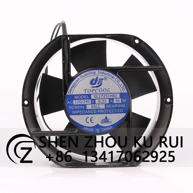 

Case Fan for TOPCOL GL17251HB2 172*150*51MM 220/240V 0.23A 36W Dual Ball Cabinet Cooling Fan