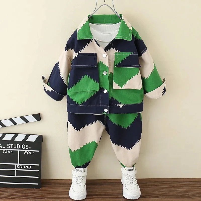 

New Korean style Baby Boy Clothes 2-8 Years Old Spring Autumn Suit Boy Fashion jacket Top + Pants Outfit Baby Boy Two-Piece Suit