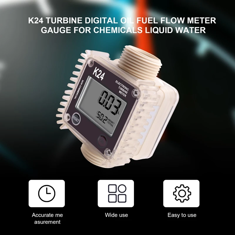 

K24 Turbine Digital Oil Fuel Flow Meter Gauge For Chemicals Liquid Water