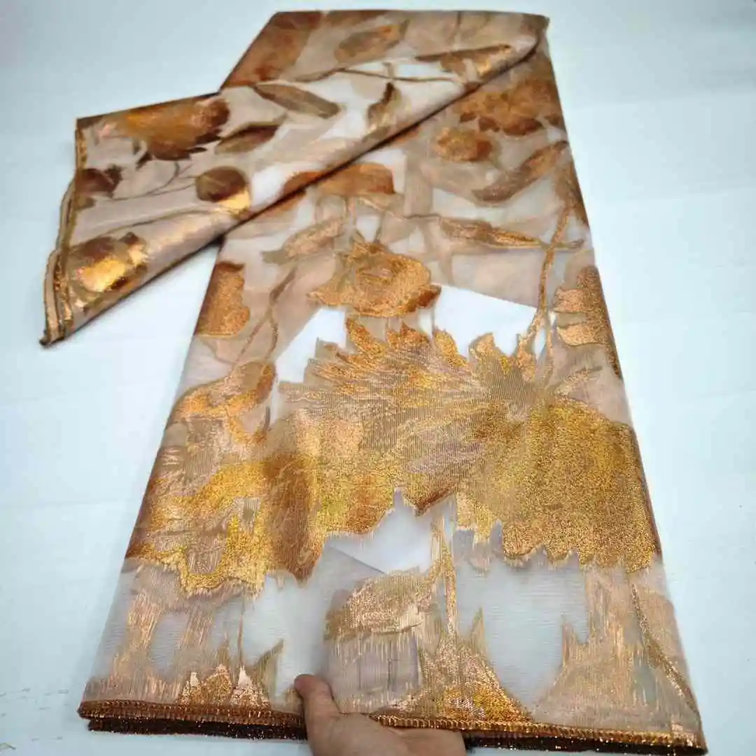 2024Высокое качество африканский нигерийский тюль кружевная ткань органза