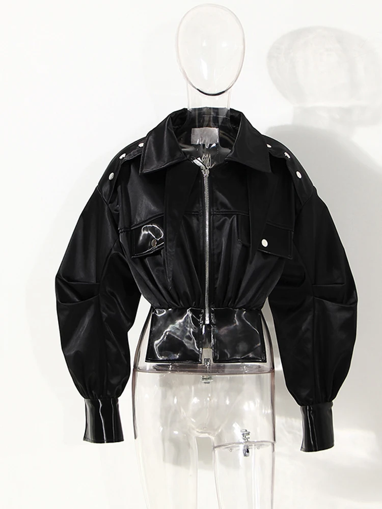 

Motorcycle Coat Women's Trendy Cool Short Leather Coat Spring and autumn Women's jackets Women's leather jacket Women's coat