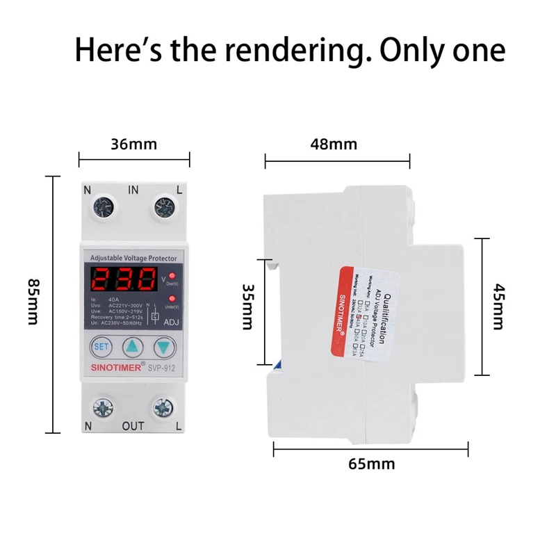 SINOTIMER светодиодный дисплей SVP-912 40A Din Rail 230V регулируемое Защита от перенапряжения