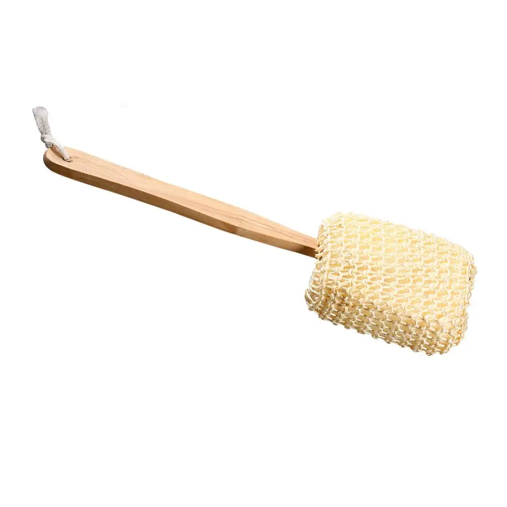 

Bathing Scrubber Natural Sisal Sponge Shower Brush Long Handle Back Massage Scrubber Bath Washing Tool Bathroom Shower Tools