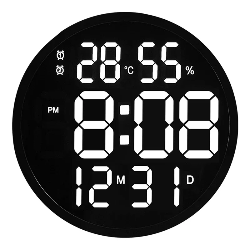 

LED Wall Clock Modern Design Living Room Digital Display Horologe Temperature Luminous Humidity Electronic Date Hanging Clock