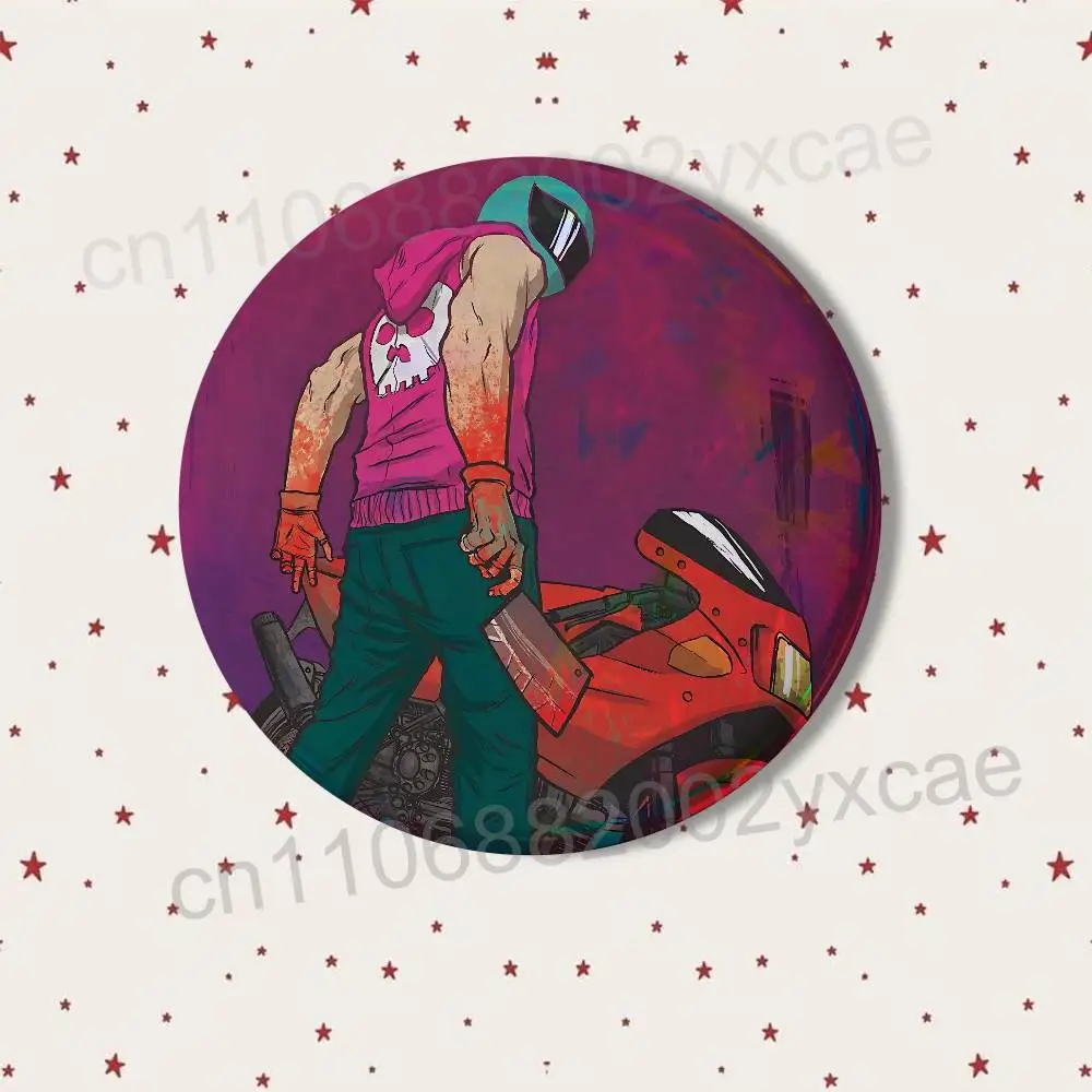Фото Эксклюзивные значки-броши Fan-exclusive Alex Jacket Hotline Miami Round: изысканные креативные пины для одежды, головных уборов, рюкзаков, подарочные аксессуары №4