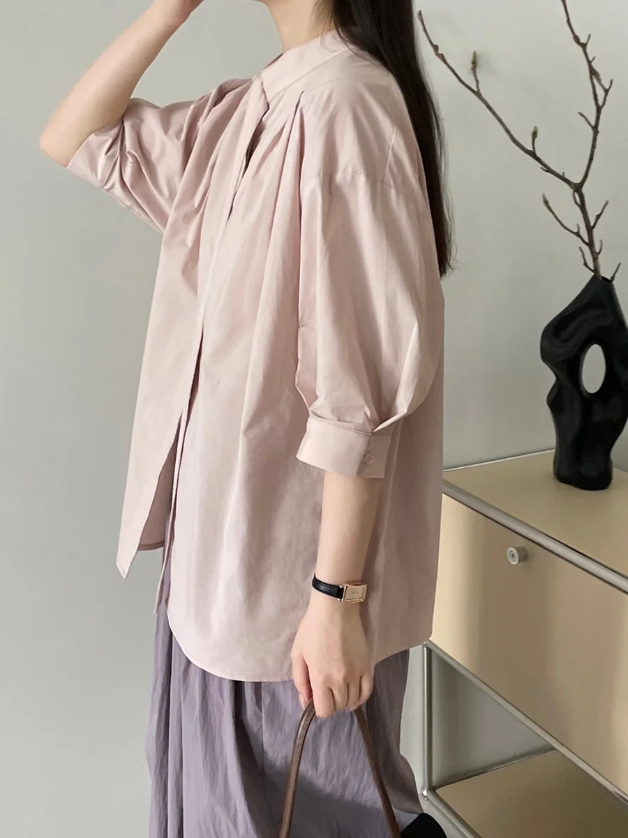 Белая рубашка с воротником-стойкой и рукавом лентой женские модные брендовые