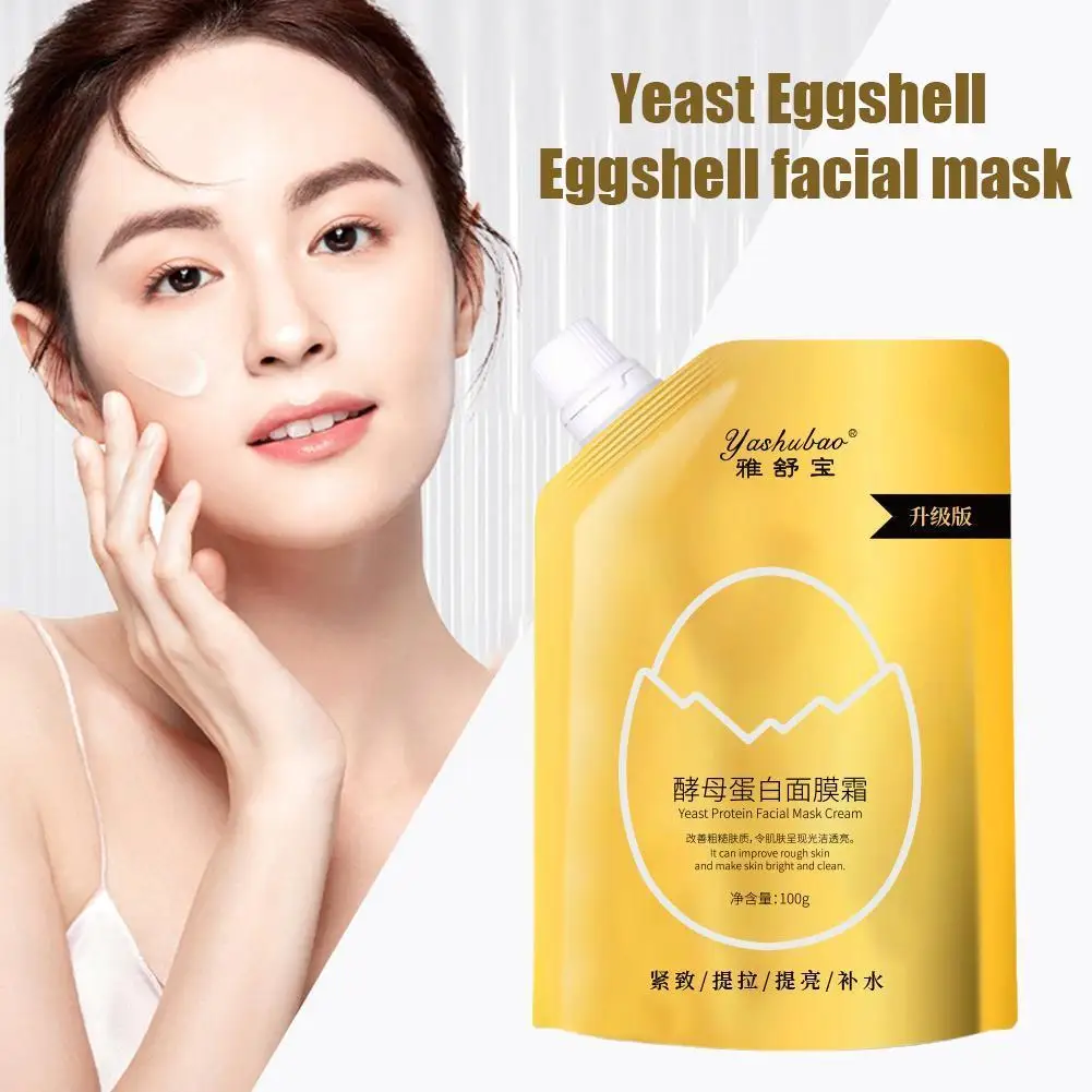 

Yeast Eggshell facial Mask Oil Control Shrink Pores Whitening Skin Cream Face Care 100g Anti-Aging Peel Mask Moisturizing Z6Z5