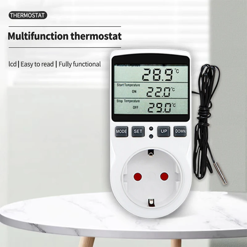 

Temperature Controller Digital Thermostat Timer Plug-in Switch Socket Heating Cooling Control Day/Night Cycle timing