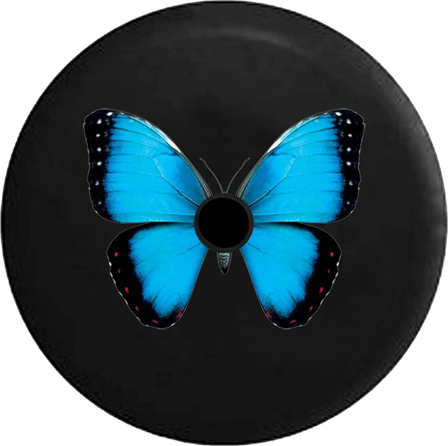 

Pike Outdoors JL Series Spare Tire Cover with Backup Camera Hole Blue Butterfly Beautiful Girl Black 32 in