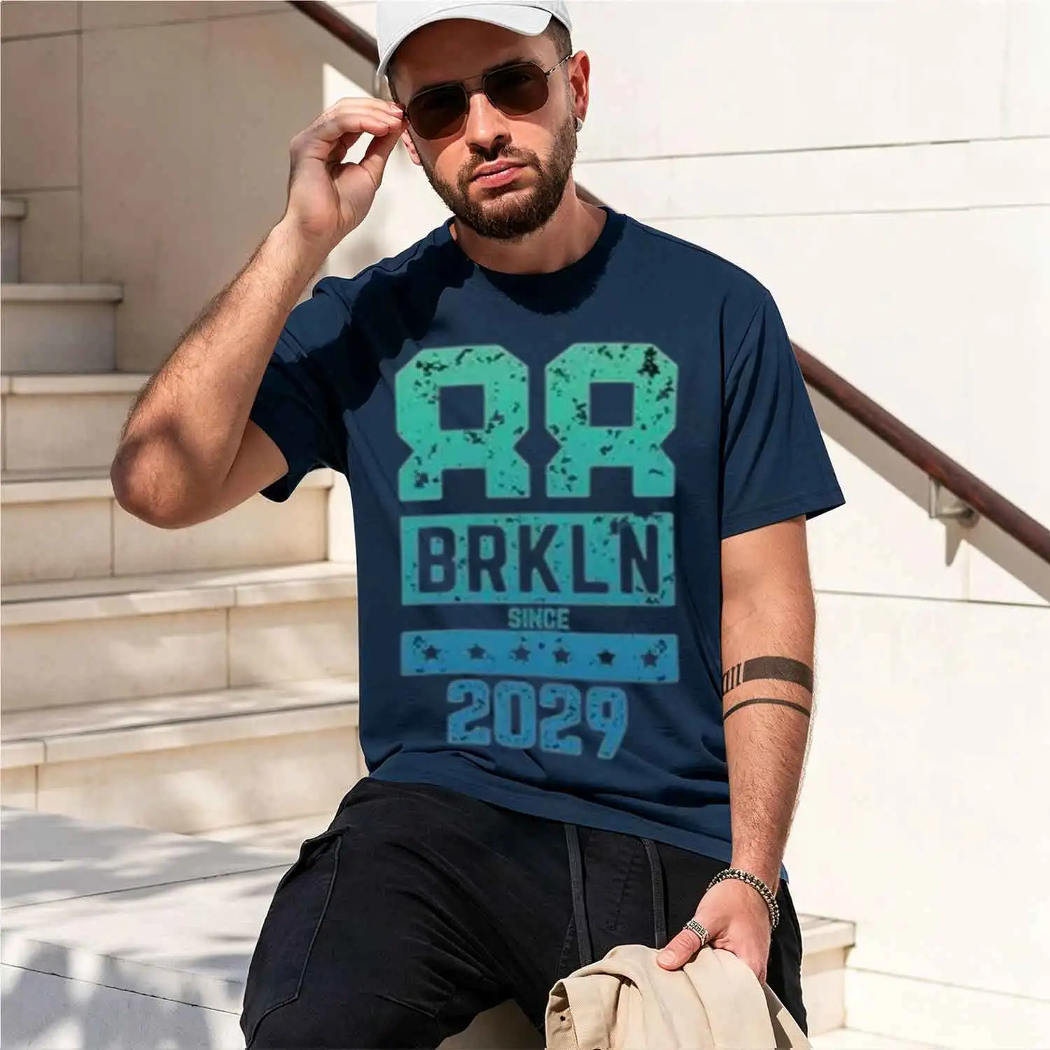 Фото Мужская футболка Graph Tee Brkln с 2029 года - Brkln с 2029 года, новая модель 2026 года, футболка с коротким рукавом и круглым вырезом, классическая повседневная, в различных цветах №5