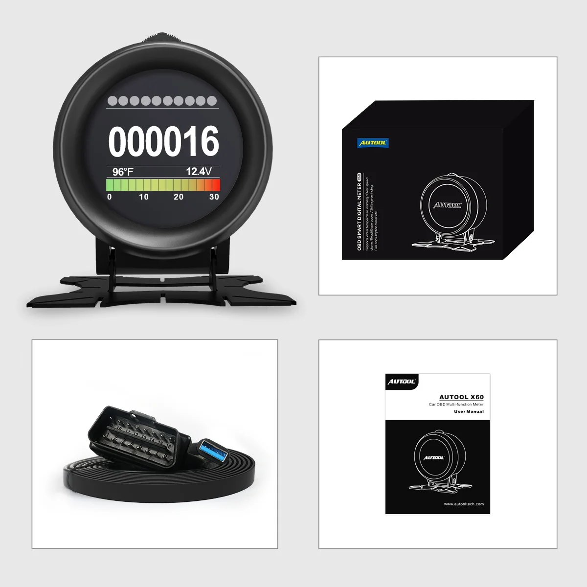 AUTOOL X60 автомобильный Умный Цифровой OBD-измеритель Многофункциональный