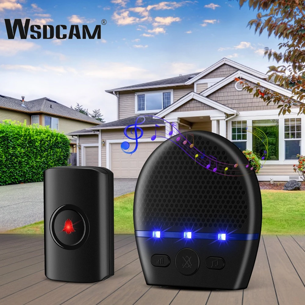 wireless ip65 waterproof doorbell wsdcam smart home door bell chime kit led flash outdoor house welcome bell security alarm free global shipping