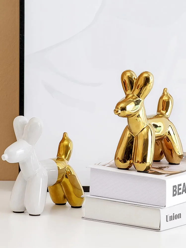 

Plating Balloon Dog Figurine Statue Money Boxes Imitation Dog Piggy Bank Cabinet Ornaments Home Art Decor Accessories Cute Gift