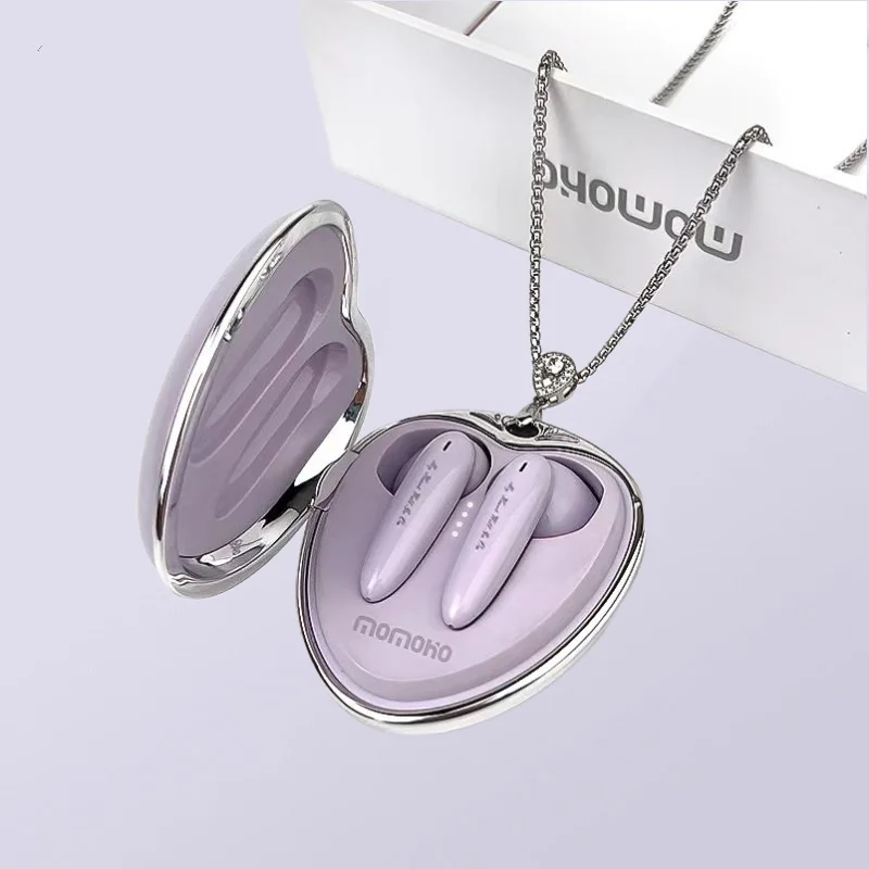 

Women's Wireless Earphone Girl Birthday Gift Necklace Headphones ENC+13MM Speaker+Bluetooth 5.2+20 Hours+Wireless Charging+ABS