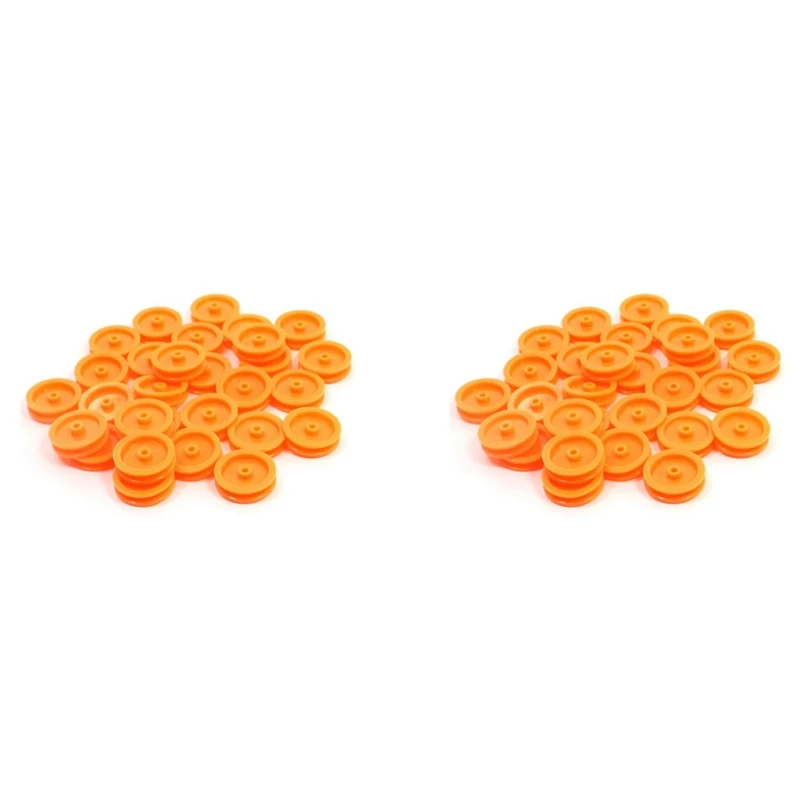 

60 Pcs 2Mm Hole Orange Plastic Belt Pulley For DIY RC Toy Car Airplane