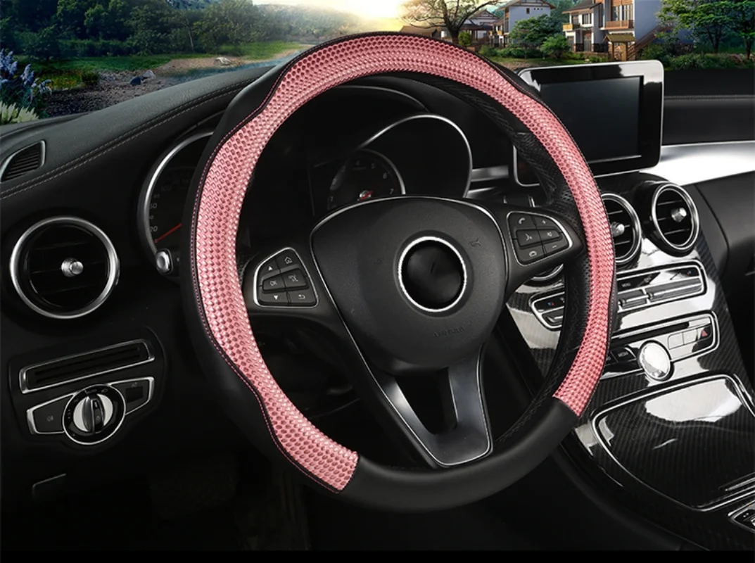 

38CM Crystal Steering Wheel Cover Four Seasons General Anti-skid Massage Car Handle Set High-grade Texture Noble and Elegant