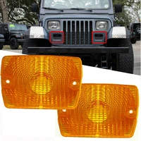 pairs front turn signal parking lights housings amber lens abs for jeep wrangler yj 1987 1995 car front bumper side marker light